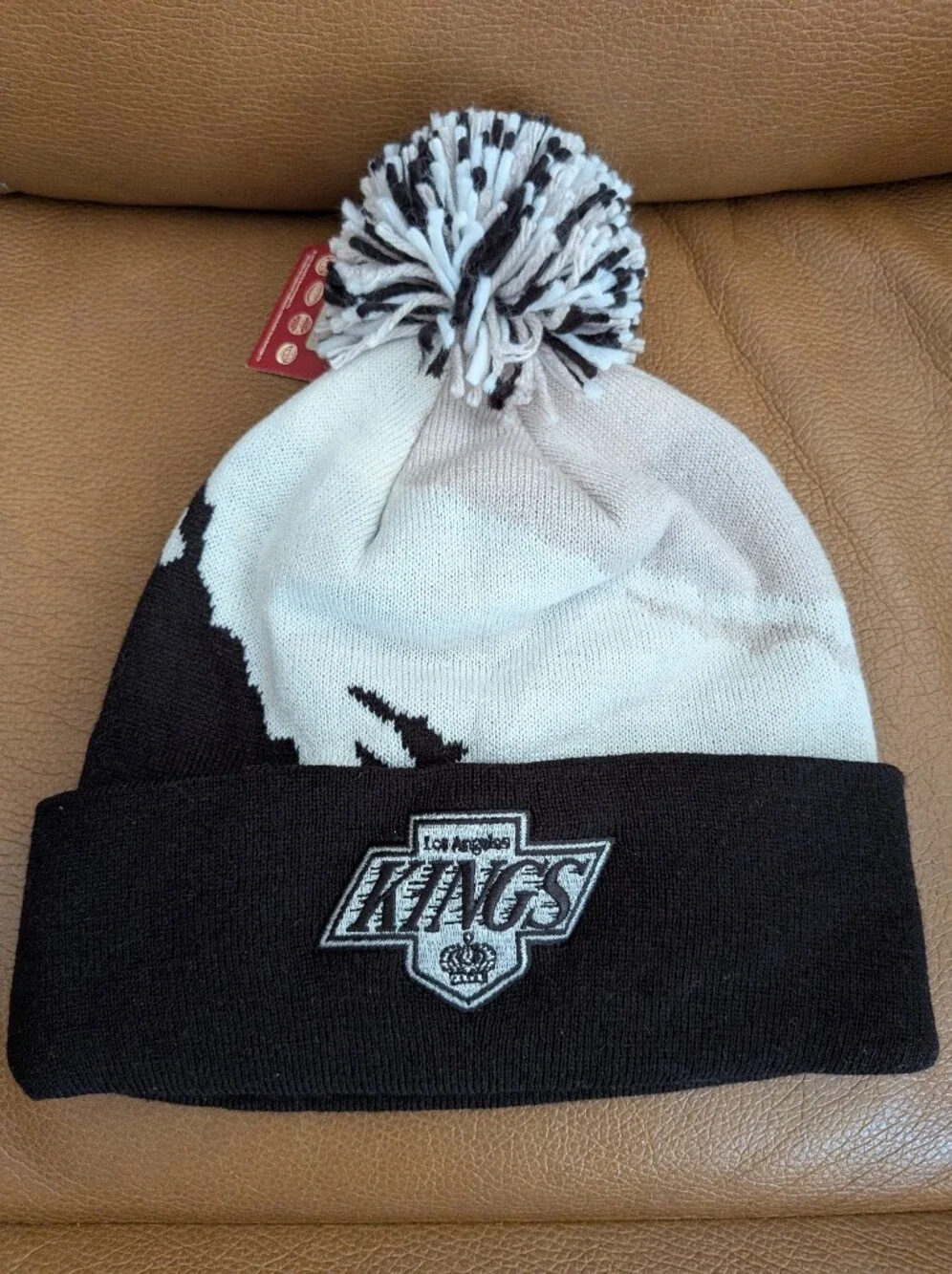NHL LA Kings Black & White Pom Beanie